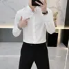 206 Nueva Camisa de Manga Larga Sólida Fina para Hombre Otoño Corte Delgado Estilo Coreano Ligera Business Casual Camisa Base Moderna