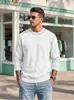 Sudadera de punto con cuello redondo, bloques de color, costuras de contraste, puños y dobladillo acanalados para hombre, Otoño/Invierno