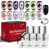 Set de 9 piezas de esmalte en gel ojo de gato vidrioso, esmalte de uñas negro, set de herramientas para nail art, nail art magnético, caja de regalo de Navidad, gel UV transfronterizo