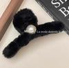 Pinza de felpa de invierno para la parte posterior de la cabeza, Cabello grande, Horquilla elegante peluda, Pinza de tiburón peluda femenina, Horquilla, Horquilla