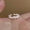 Anillo de Encaje Plateado Ajustable Fresco y Dulce con Lazo e Índice de Perla Anillo de Fábrica