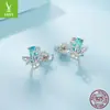 Pendientes Pequeños Exquisitos de Libélula Original S925 Plata de Ley Yinziyun, Pendientes Pequeños de Insecto Verde Fresco