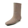 Botas de Cuña Cuadradas Esmaltadas Estilo Caballero Recto 2025 Otoño e Invierno Nuevo Estilo Botines Anchos Trenzados Estilo Vaquero Occidental para Mujer