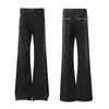 Jeans de sarja crua branca com bordado estreito de quatro pontos, especialmente adaptados, micro-flare que realça a altura, versáteis para o dia a dia, calças de corte clean para homens