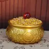 Adorno de Cuenco del Tesoro de Doble Pez de las Ocho Bendiciones de Latón, Cuenco del Tesoro Atractor de Riqueza Lleno de Lingotes, Artesanía Atractora de Riqueza para Escritorio de Entrada