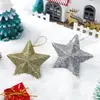 Nuevas decoraciones de Navidad 2026: Adornos de estrella de cinco puntas con purpurina dorada, Decoraciones para árbol de Navidad, Colgantes de estrella dorada tridimensionales