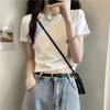 Desejo Puro Camiseta Manga Curta Ombro Decote Redondo Menina Quente Camiseta Básica Verão Feminina Nova Ajuste Slim Mais Fácil de Combinar Top Curto