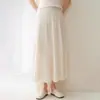 Falda de punto Konsaini 100% Cachemira para mujer, con rayas verticales, elegante, a la moda, versátil, adelgazante, grande, línea A