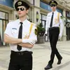 Ropa de Seguridad de Verano Fibra de Bambú Camisa Blanca Uniforme de Capitán Piloto de Aviación Uniforme de Seguridad Ropa de Trabajo Traje Masculino