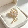 Broche antiexposición temperamento de alta calidad ramillete aleación accesorios de diamante cuello en V dulce todo partido pin joyería al por mayor