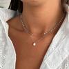 Collar de Cadena Simple de Doble Capa con Colgante Irregular de Perla Imitación, Estilo Nicho Coreano, Sentido del Diseño, Estilo Frío Ins, para Mujer