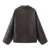 Venta al por mayor transfronteriza Estilo europeo y americano 2025 Nueva moda Elegante Ropa para mujer Artesanía vintage Holgada Solapa Chaqueta de cuero PU