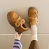 2026 Novos Sapatos Birkenstock de Inverno com Sola Grossa para Mulheres com Forro de Lã, Fechamento de Velcro, Sapatos Peludos, Mocassins Maillard para Aumentar a Altura, Sapatos de Algodão