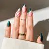 Unhas Postiças Glitter de Natal Usáveis Listradas Francesas Brilhantes Unhas Postiças de Alta Qualidade Manicure Unhas Amêndoa Atacado