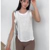 Blusa Esportiva Gola Careca Feminina Sem Mangas Solta Secagem Rápida Colete Camiseta de Academia Top para Corrida Roupa de Yoga 1044