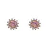 Pendientes de Girasol Rosa de Moda Exquisita de Nicho, Pendientes Versátiles de Lujo Ligero Elegantes de Gama Alta Super Brillantes Venta al por Mayor