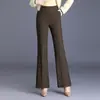 Calça boca de sino versátil e elegante de corte justo para mulheres, novidade outono e inverno 2026, cintura alta, emagrecedora, com caimento fluido, casual.