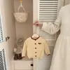 Conjunto de Suéteres de Outono Estilo College para Meninas: Cardigan Tricot Elegante Bordado com Cachorrinho e Calça Versátil de Pernas Largas para Bebês