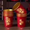 Vasos de Papel Desechables Espesos del Año de la Oveja, Vasos Festivos Estilo Chino con Lámina Dorada, Vasos de Papel de Año Nuevo para Uso Doméstico, Adecuados para Bebidas Calientes y Frías, Tazas de Té