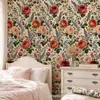 Impresión UV autoadhesivo sticker de pared Grande rosa retro Fondo de pared de dormitorio Personalización por imagen Al por mayor