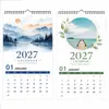 Calendário Corporativo 2027 Ano do Carneiro Logo Personalizado Estampagem Dourada Calendário de Mesa Espiralado Calendário Transfronteiriço Impressão Personalizada em Inglês Fábrica