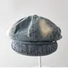 Gorra Octagonal Vintage de Mezclilla con Forma de Nube para Mujer, Tendencia de Moda Primavera y Verano, Versátil, Adelgazante del Rostro, Boina de Ala Suave, Gorra de Artista