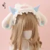 Faixa de cabelo com orelhas de coelho Lolita cultura asiática doença fofo pelúcia asas de anjo headdress Niang Lolita headdress