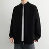 Suéter cárdigan de punto con cuello alto estilo japonés para hombre, color liso, corte holgado, tejido de punto con cremallera para otoño e invierno, envío transfronterizo