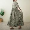 Nueva 2025 Exportación Moda Simple Falda Larga Verano Nuevo Talla Grande Manga Corta Cuello Redondo Vestido Estampado para Mujer