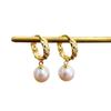 Aretes de Rombos con Perlas, Aretes de Perlas Sencillos, Únicos y Elegantes, Estilo Minimalista de Nicho, Aretes Nuevos para Mujer