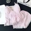Conjunto de pijama de verano para mujer, nuevo estilo, algodón nube, alta gama, para niña, con rayas azules, incluye camisola, shorts y almohadillas en el pecho