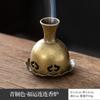 Nuevo Horno de Fuelle de Bambú de Aleación de Cobre Estilo Chino Abanico de Calabaza Pipa Horno de Incienso Pequeña Rebanada de Aromaterapia Xiangyun Cuenta de Pera Ganso Sándalo Zhongxiang