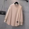 Sudadera Térmica Gruesa de Cuello Medio, Nuevo Estilo Primavera y Otoño, Corte Holgado, Adelgazante, Forrada de Felpa, Top Cálido para Mujer