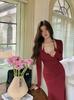 Vestido Adelgazante de Cuello Halter para Mujer, Vestido Elegante Ajustado de Manga Larga para Primavera y Otoño con Cintura Ceñida, Vestido Largo Tipo Sirena Bodycon para Exportación