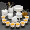 2026 Nuevo Modelo Porcelana de Jade Grasa de Oveja Juego de Té Kung Fu para Uso Doméstico, Incluye Gaiwan, Taza de Té y Mesa de Té, Juego de Tres Piezas