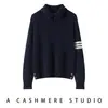 Suéter de Punto de Cachemira para Mujer con Cuello Pequeño de Velero, Nuevo Jersey Rayado de Moda para Otoño e Invierno, Abrigo Superior para el Trabajo