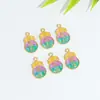 Caqui con Goteo de Aceite Buena Suerte Candado de Seguridad Colgante de Aleación Pulsera de Cuentas Hecha a Mano DIY Accesorios de Joyería Caqui Buena Suerte