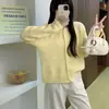 Cárdigan de Punto con Cuello Redondo Estilo Coreano Otoño e Invierno Nuevo Estilo Diseño Simple y Versátil Suéter Estilo Perezoso Rejuvenecedor para Mujer
