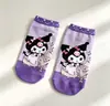 Calcetines para mujer primavera y verano nuevos dibujos animados japoneses lindos calcetines cortos morado versátil tendencia calcetines tipo barco stock al por mayor