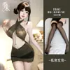 Vestido bodycon transparente sexy de encaje con cuello halter de fin de temporada, lencería erótica para mujer, uniforme de deseo puro, camisón hot y seductor 9537