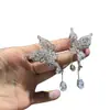 Luxo Leve Novo Estilo Brilhante Diamante Forma de Borboleta Fada Brincos de Elfo Acessórios para Vestido de Noiva Brilhantes Super Brilhantes