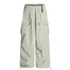 Calça Harem Cargo Nova Tendência de Verão High Street Retrô Estilo Americano Perna Larga Solta Bolso Cordão Secagem Rápida Impermeável