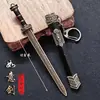 Espada Tang, Qin Shi Huang, Espada Miniatura Yue, Adorno de Abanico Ultra Pequeño de Bolsillo, Llavero de Espada Miniatura de Arma Antigua