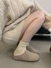 Versão Couro de Vaca ~ Estilo Celebridade da Internet Retrô Chinelos Birkenstock Slip-On de Sola Grossa, Mules de Bico Fechado Meio-Chinelo Feminino Birkenstock