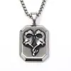 Nuevo colgante retro punk cuadrado marca Doble Dragón acero de titanio para hombre ins nicho moda callejera collar al por mayor