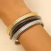 Pulseira Aberta de Metal Multicamadas Hip-Hop Punk para Exportação Transfronteiriça, Pulseira Elástica Personalizada Exagerada com Listras Verticais Enroladas