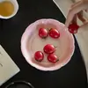 Dinastía Tang y Song Rosa Pintado a Mano Cerámica de Arita Cortina de Cuentas Soporte para Tetera Accesorios para Ceremonia del Té Bandeja de Cerámica para Té Seco Bandeja para Bocadillos de Té Base para Tetera
