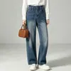 Jeans de pierna curva retro, de cintura alta, adelgazantes, hechos a medida, colección otoño 2026, versátiles y elegantes para mujer