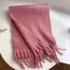 Versão Coreana Cachecol Longo de Mohair Espesso e Estendido de Cor Sólida para Casais, Xale Quente Versátil Cachecol de Uso Duplo para Outono e Inverno