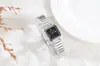 Reloj de Cuarzo Cuadrado para Mujer con Correa de Aleación de Acero y Bambú, Letras Romanas, Modelo de Celebridad de Internet
